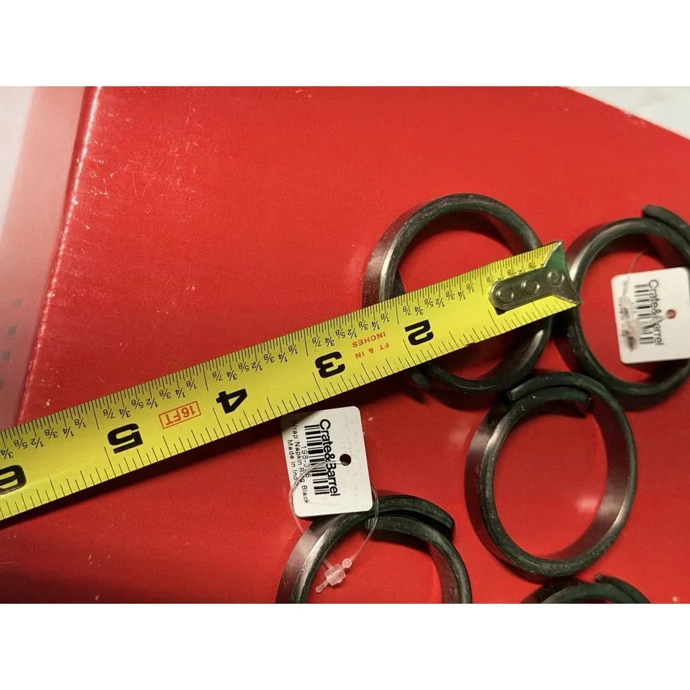 Crate & Barrel Black Metal Napkin Rings‎ Set of 5 Modern Wrap Style